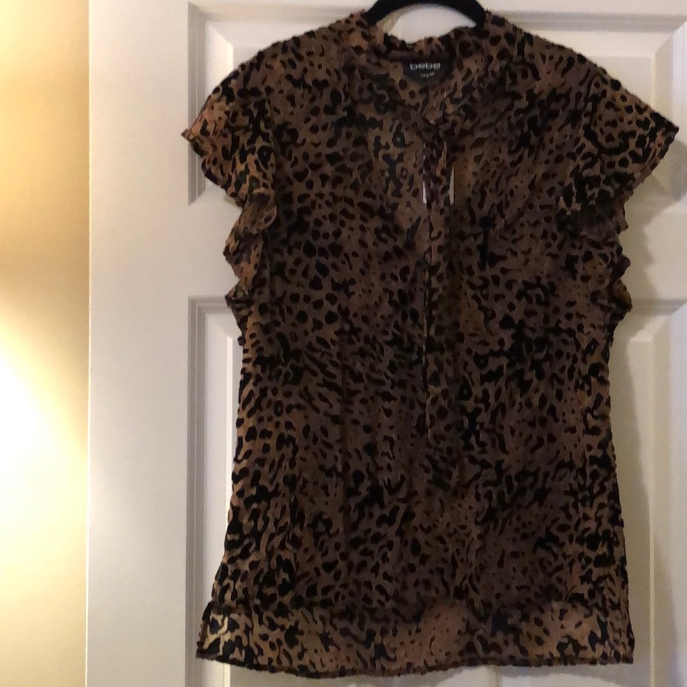 Bebe blouse sheer leopard print NWT size M